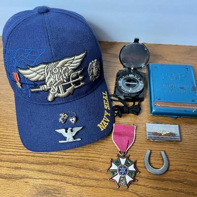 Navy SEAL Cap- Blue Embroidered, Military Pins, Medals, Compass, Vintage Accessories