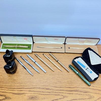 Vintage Cross Gold Tone Pens - Some with Original Cases -Collectible Writing Instruments