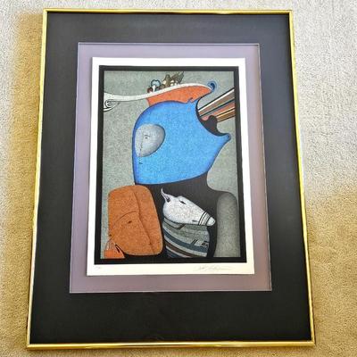 Mihail Chemiakin Limited Edition Serigraph “Abstract Profile” Signed & Numbered 20/300 Framed 35x45.5