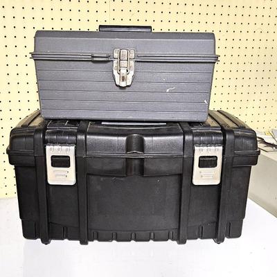 Set of 2 Tool Boxes – Large Husky 22" Heavy Duty Tool Chest & Smaller Tuff Box w/ Tray