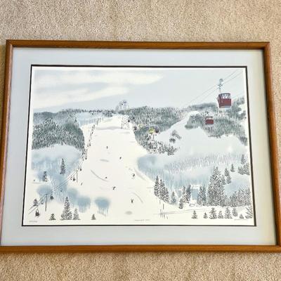 Mary Ford Signed Limited Edition Serigraph “Lionshead Vail” 236/295 – Framed Ski Scene - Colorado Artist