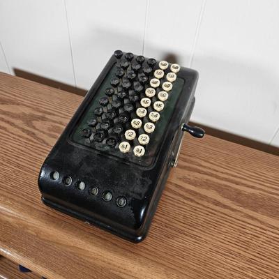  Vintage Burroughs Adding Machine Mechanical Calculator Black Crank Style w/ Keys