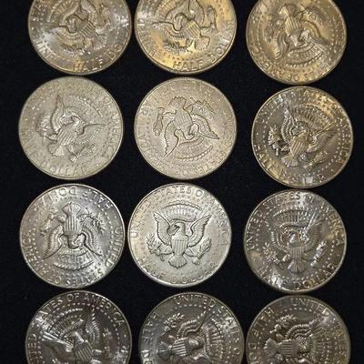 1965 - 1970 SILVER Kennedy Half Dollar Lot Of 12 Coins