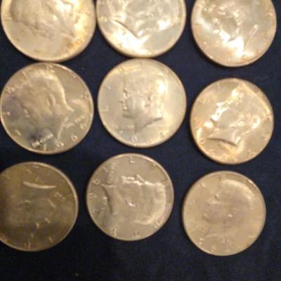 1964 SILVER Kennedy Half Dollar Lot Of 9 Coins
