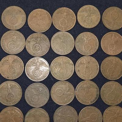 25 Coins  German 2 Reichspfennig coin from the Third Reich