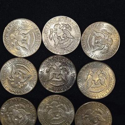 1964 SILVER Kennedy Half Dollar Lot Of 9 Coins