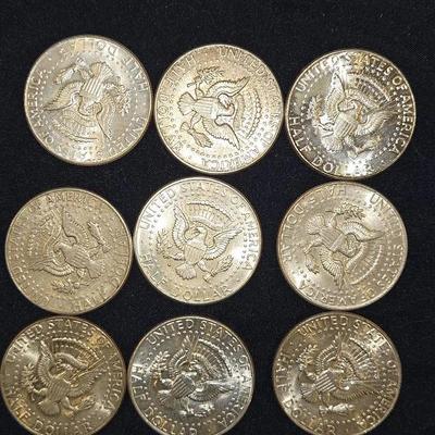 1964 SILVER Kennedy Half Dollar Lot Of 9 Coins