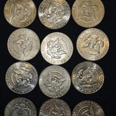 1965 - 1970 SILVER Kennedy Half Dollar Lot Of 12 Coins