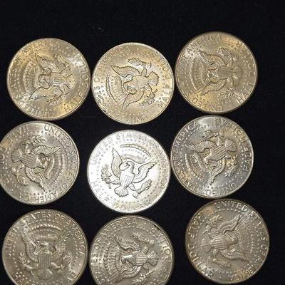 1964 SILVER Kennedy Half Dollar Lot Of 9 Coins