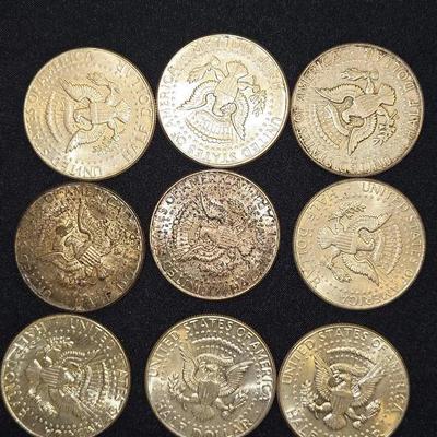 1964 SILVER Kennedy Half Dollar Lot Of 9 Coins