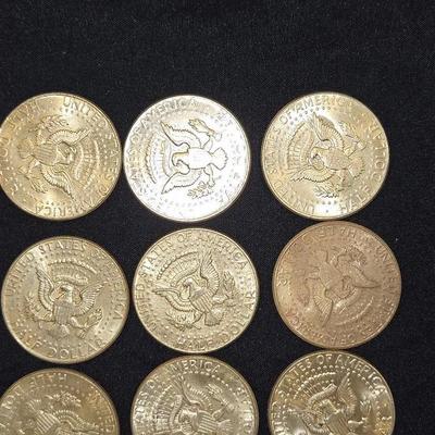 1964 SILVER Kennedy Half Dollar Lot Of 9 Coins