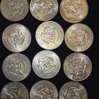 1965 - 1970 SILVER Kennedy Half Dollar Lot Of 12 Coins