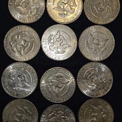 1965 - 1970 SILVER Kennedy Half Dollar Lot Of 12 Coins