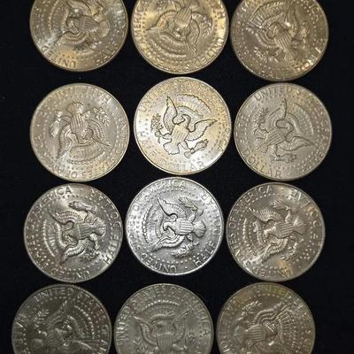 1965 - 1970 SILVER Kennedy Half Dollar Lot Of 12 Coins