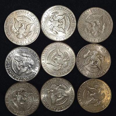 1964 SILVER Kennedy Half Dollar Lot Of 9 Coins