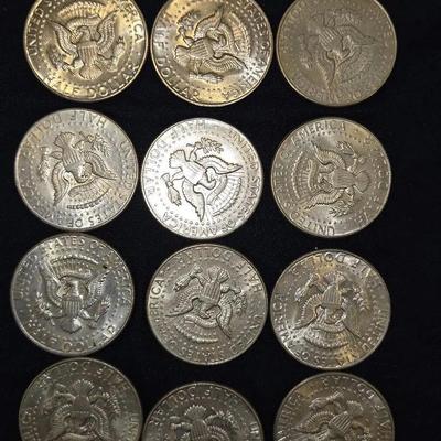 1965 - 1970 SILVER Kennedy Half Dollar Lot Of 12 Coins