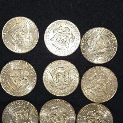 1964 SILVER Kennedy Half Dollar Lot Of 9 Coins
