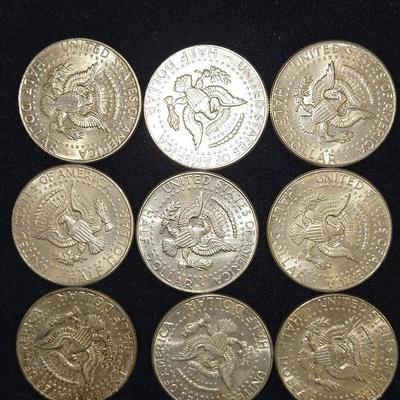 1964 SILVER Kennedy Half Dollar Lot Of 9 Coins