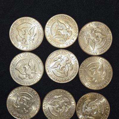 1964 SILVER Kennedy Half Dollar Lot Of 9 Coins