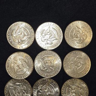 1964 SILVER Kennedy Half Dollar Lot Of 9 Coins