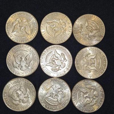 1964 SILVER Kennedy Half Dollar Lot Of 9 Coins