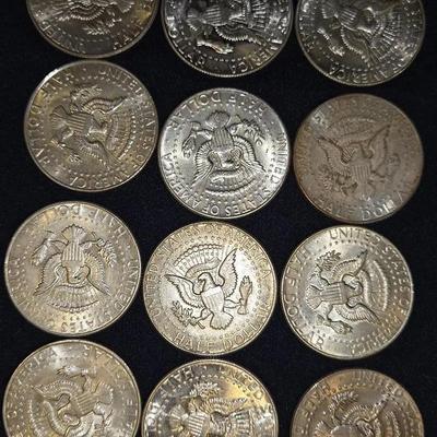 1965 - 1970 SILVER Kennedy Half Dollar Lot Of 12 Coins
