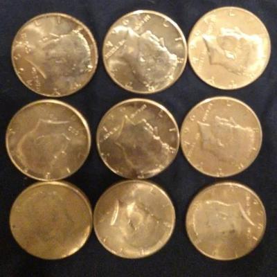 1964 SILVER Kennedy Half Dollar Lot Of 9 Coins