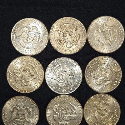 1964 SILVER Kennedy Half Dollar Lot Of 9 Coins