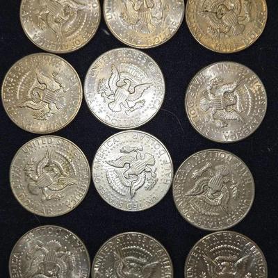 1965 - 1970 SILVER Kennedy Half Dollar Lot Of 12 Coins