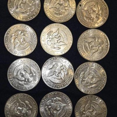 1965 - 1970 SILVER Kennedy Half Dollar Lot Of 12 Coins