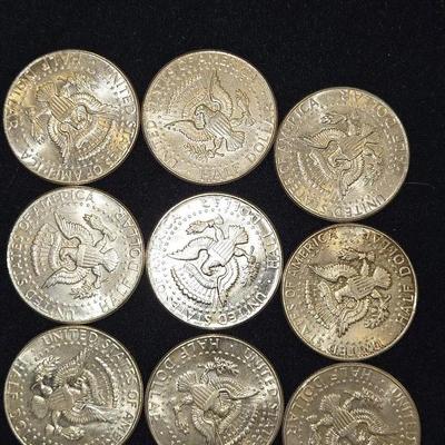 1964 SILVER Kennedy Half Dollar Lot Of 9 Coins