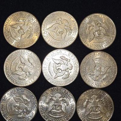 1964 SILVER Kennedy Half Dollar Lot Of 9 Coins