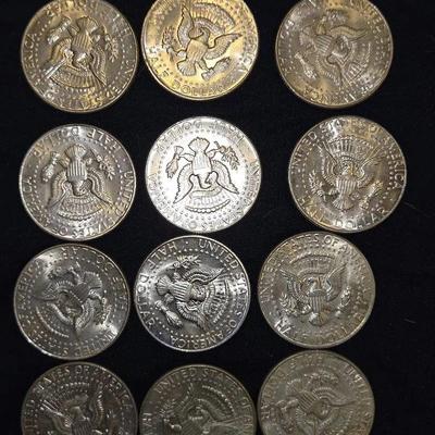 1965 - 1970 SILVER Kennedy Half Dollar Lot Of 12 Coins