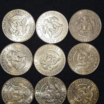 1964 SILVER Kennedy Half Dollar Lot Of 9 Coins