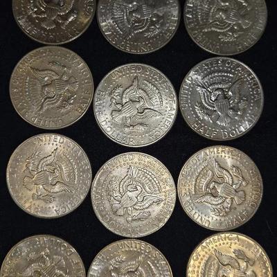 1965 - 1970 SILVER Kennedy Half Dollar Lot Of 12 Coins