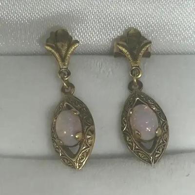 14K Dangle Earrings With Opal Stones