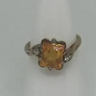 Lady's Citrine & Diamond 10K Yellow Gold Ring