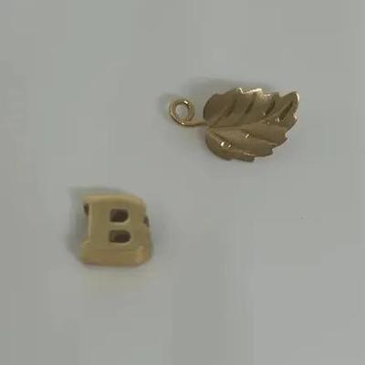 14K Letter B Charm And Leaf Charm