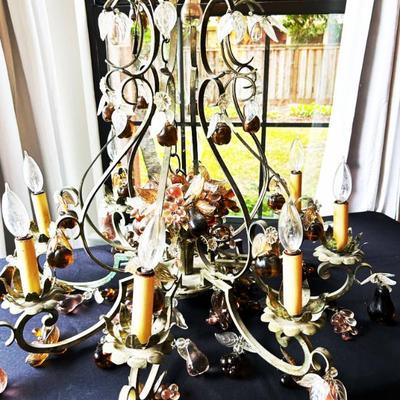 Large Murano Glass and Metal Chandelier (pears and grapes)