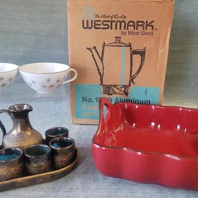 Miscellaneous Kitchen Items Including West Bend, Dolores Hidalgo, and Creative Bone China