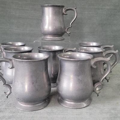 Vintage Pewter Tankards/Steins Set Of 8