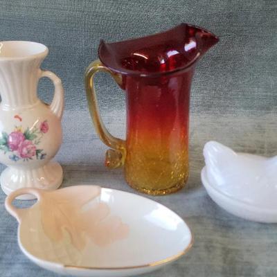 Vintage Glass Collectibles Featuring Amberina,  Atlas Hazel And Lenox