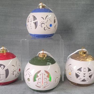 Lightscapes Light Up Christmas Cut Work Color Changing Ornaments Set Of 4