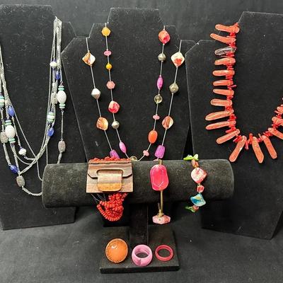 Vintage Bead, Stone and Coral Necklaces