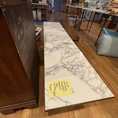 Sale Photo Thumbnail #31: Marble top Mid-century modern coffee table 75” long. 