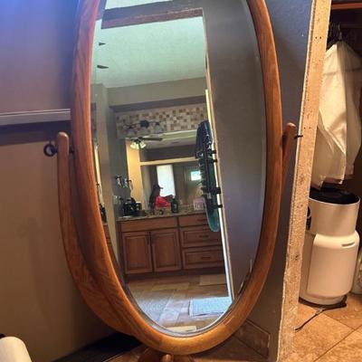 Oak floor mirror