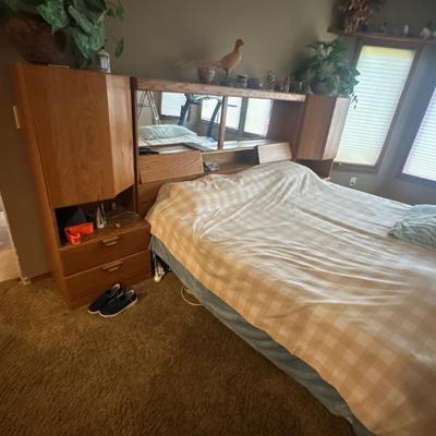 Bed with headboard & side cabinets