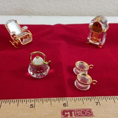 Swarovski - Rocking Chair, Jukebox, Tea Set. 5 pc 