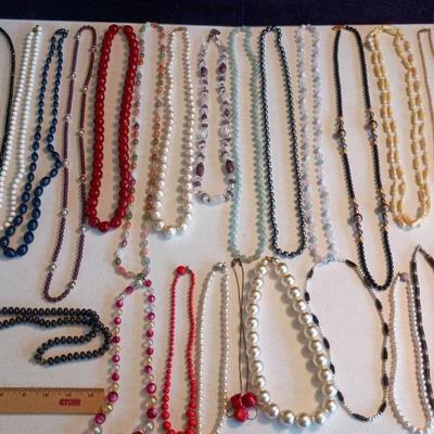 Huge Costume Necklace Jewelry Lot - Many Vintage, Semi-precious Stones
