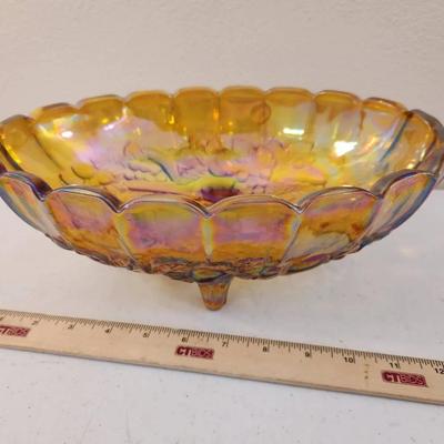 Indiana Glass Carnival/Iridescent Harvest Grape Amber Bowl
